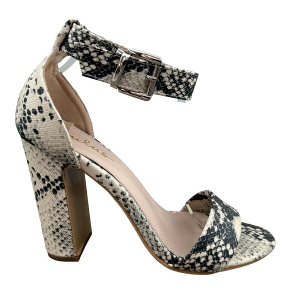 Lulu's NEW! Snakeprint Single Band Chunky Heel Sandal w Ankle Strap Women's Sz 8 - Picture 12 of 12